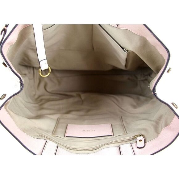 ROOMY J.CREW POWDER PINK GENUINE LEATHER SHOULDER BAG HANDBAG TOTE HOBO PURSE - Picture 9 of 14